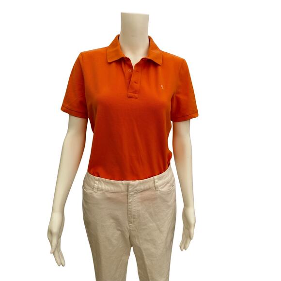Vintage 90s Ralph Lauren Women’s Orange Polo Shirt Medium - Picture 5 of 7